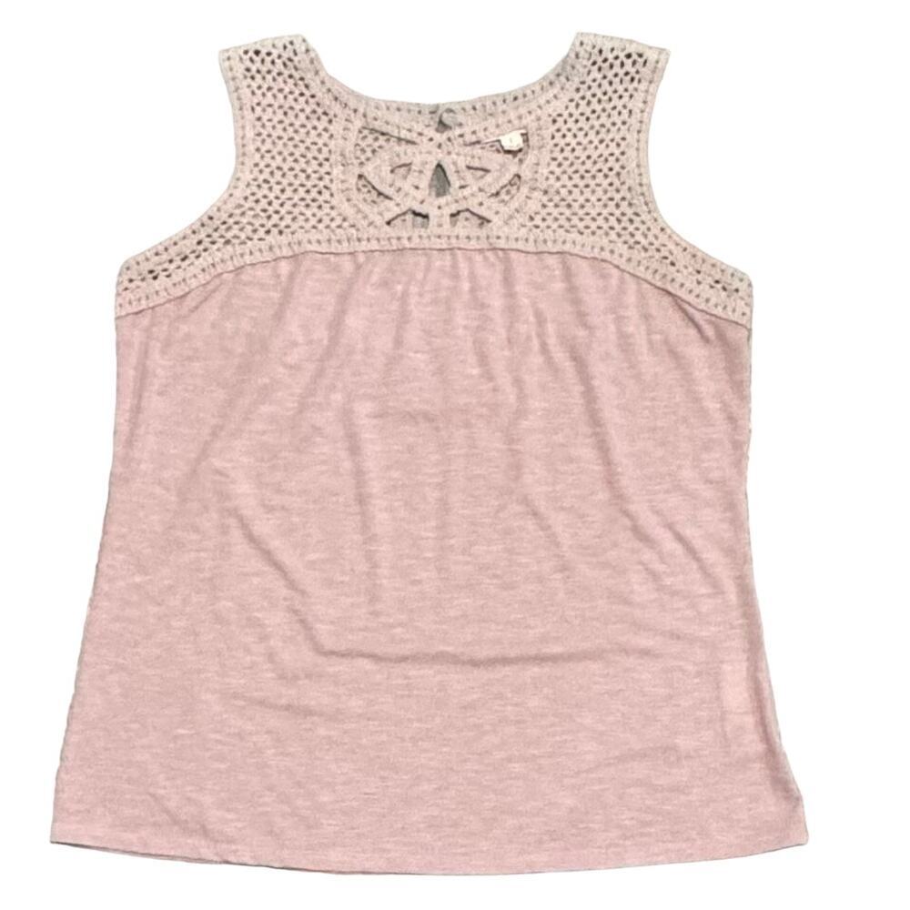 Adiva Sleeveless Blouse size Large Blush Pink with Crocheted Top‎